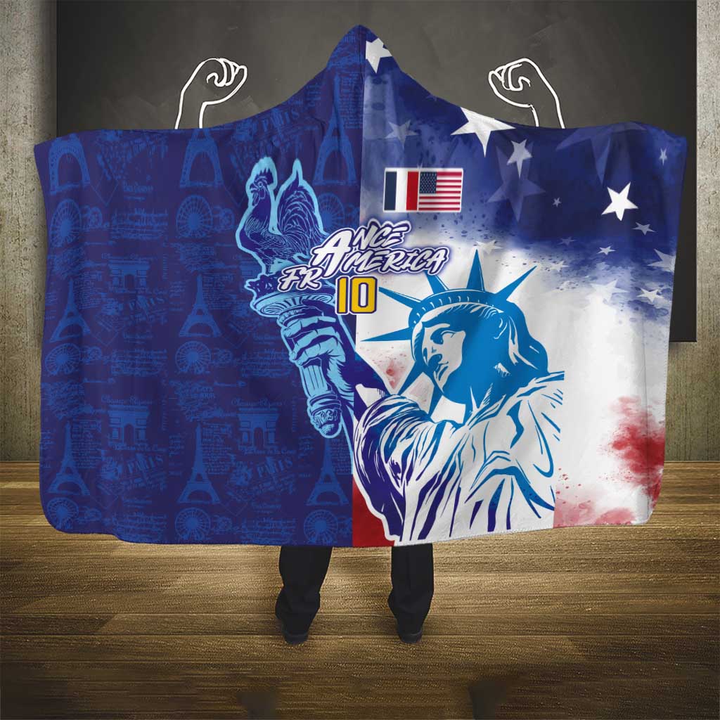 Custom France America Soccer Hooded Blanket Dual Heritage Liberty Rooster