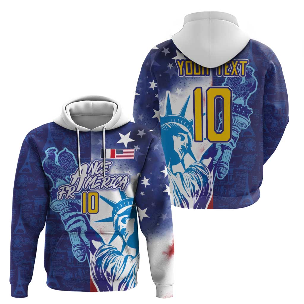 Custom France America Soccer Hoodie Dual Heritage Liberty Rooster