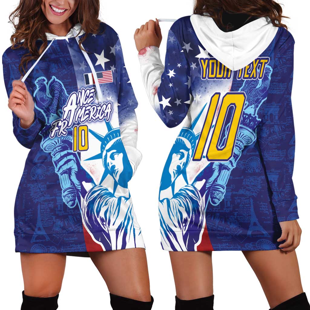 Custom France America Soccer Hoodie Dress Dual Heritage Liberty Rooster