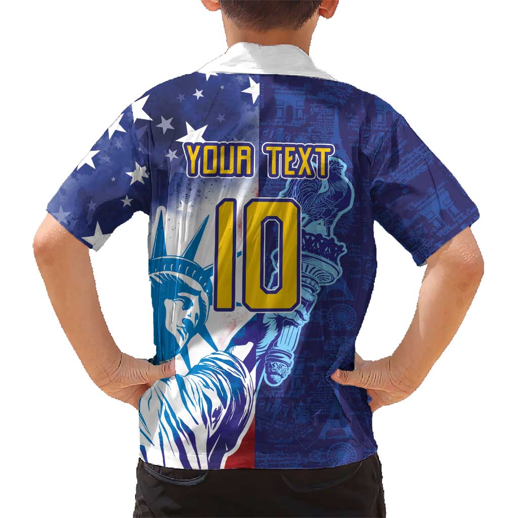Custom France America Soccer Kid Hawaiian Shirt Dual Heritage Liberty Rooster