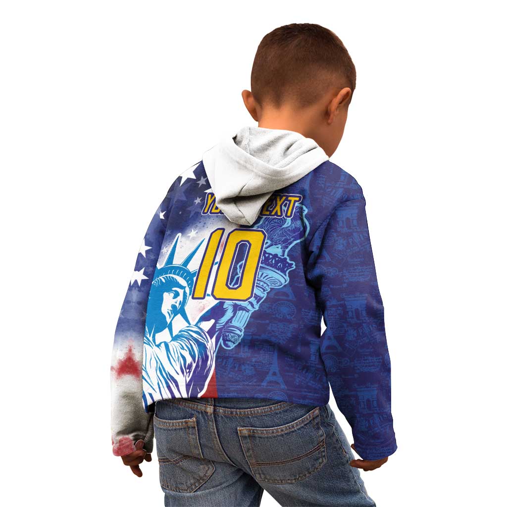 Custom France America Soccer Kid Hoodie Dual Heritage Liberty Rooster