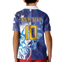 Custom France America Soccer Kid Polo Shirt Dual Heritage Liberty Rooster