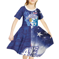 Custom France America Soccer Kid Short Sleeve Dress Dual Heritage Liberty Rooster