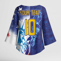 Custom France America Soccer Kimono Sleeve Blouse Dual Heritage Liberty Rooster