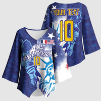 Custom France America Soccer Kimono Sleeve Blouse Dual Heritage Liberty Rooster