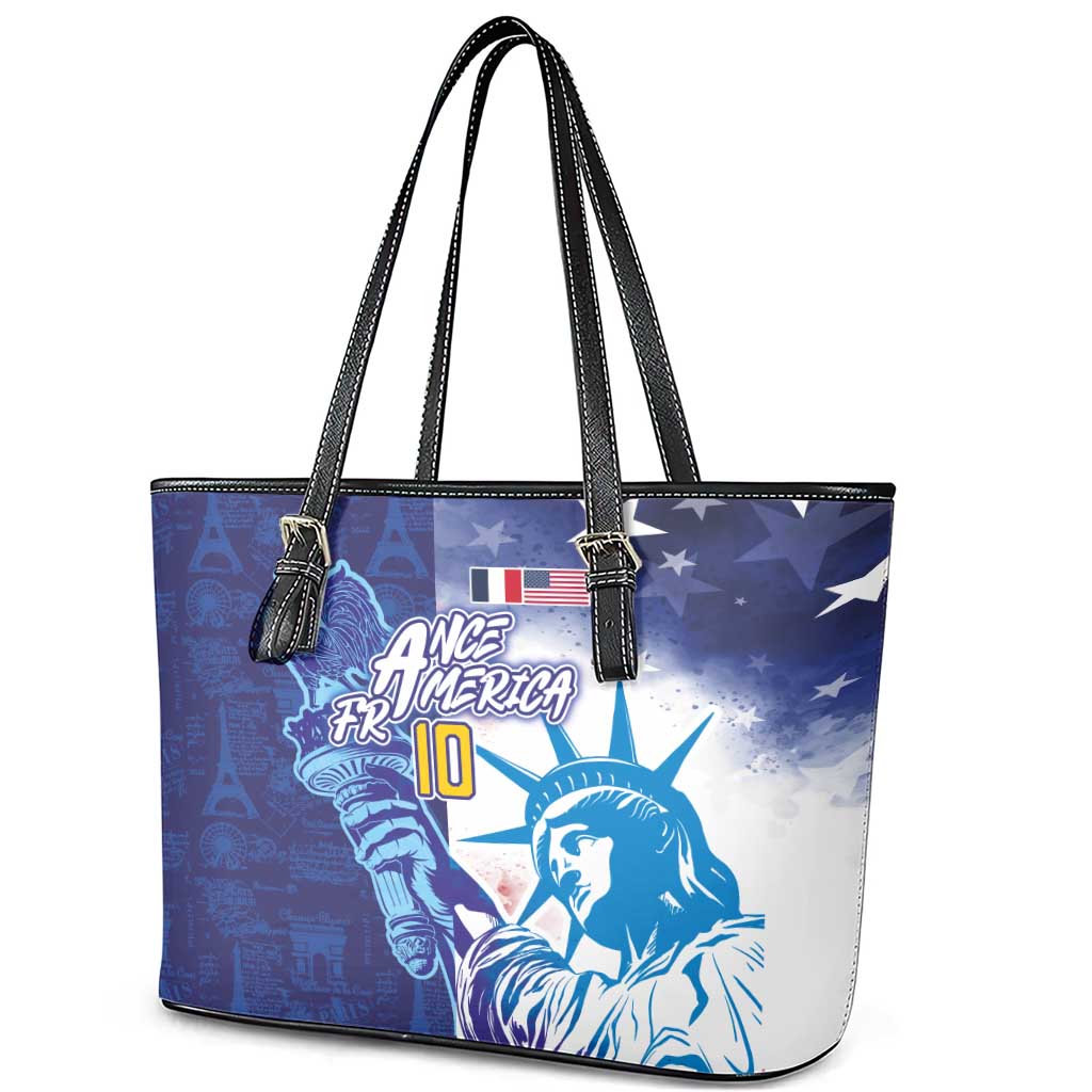 Custom France America Soccer Leather Tote Bag Dual Heritage Liberty Rooster