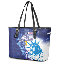 Custom France America Soccer Leather Tote Bag Dual Heritage Liberty Rooster