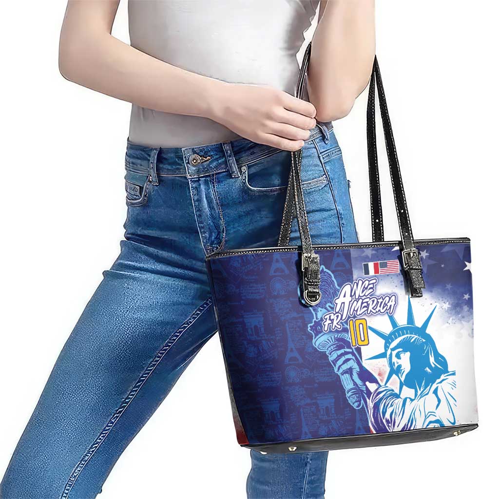 Custom France America Soccer Leather Tote Bag Dual Heritage Liberty Rooster