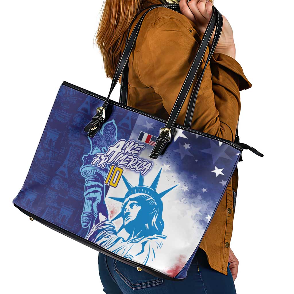 Custom France America Soccer Leather Tote Bag Dual Heritage Liberty Rooster