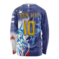 Custom France America Soccer Long Sleeve Shirt Dual Heritage Liberty Rooster
