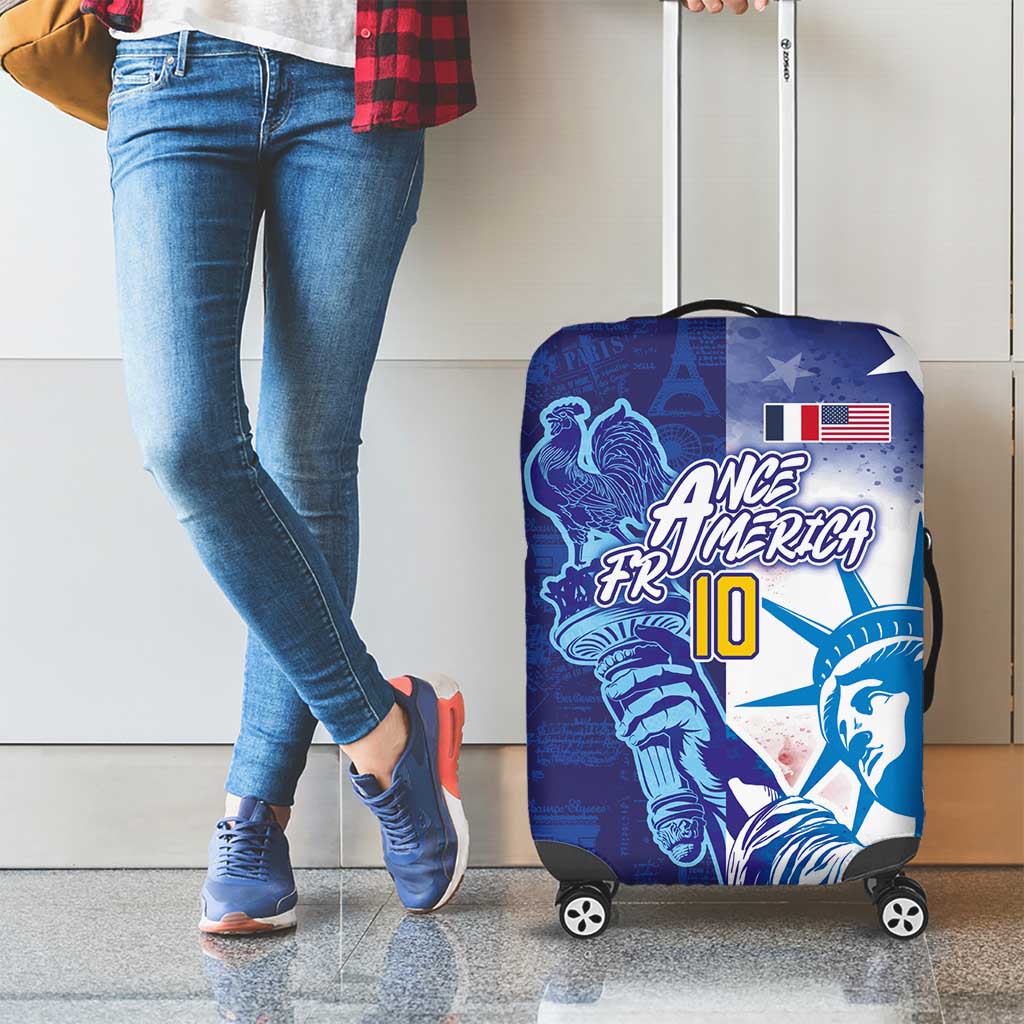Custom France America Soccer Luggage Cover Dual Heritage Liberty Rooster