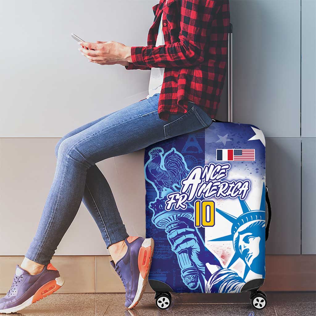Custom France America Soccer Luggage Cover Dual Heritage Liberty Rooster