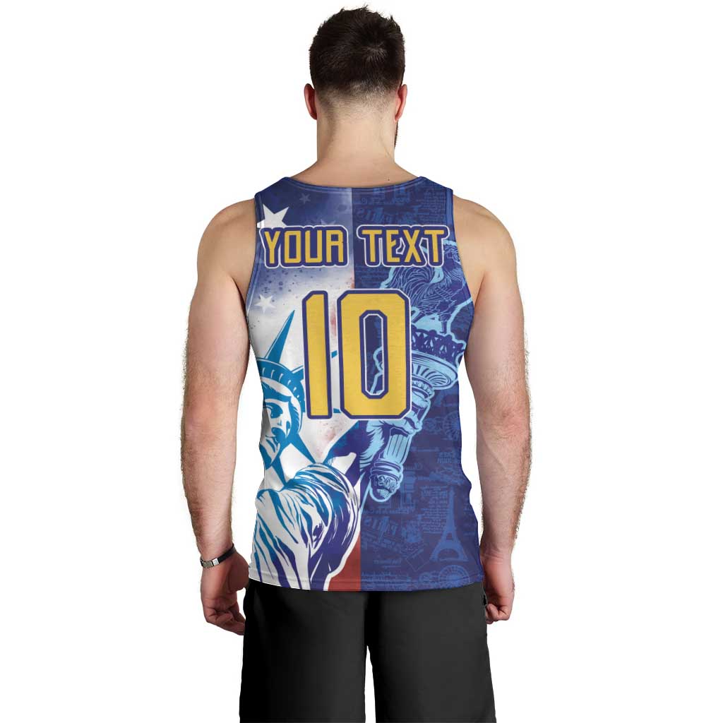 Custom France America Soccer Men Tank Top Dual Heritage Liberty Rooster