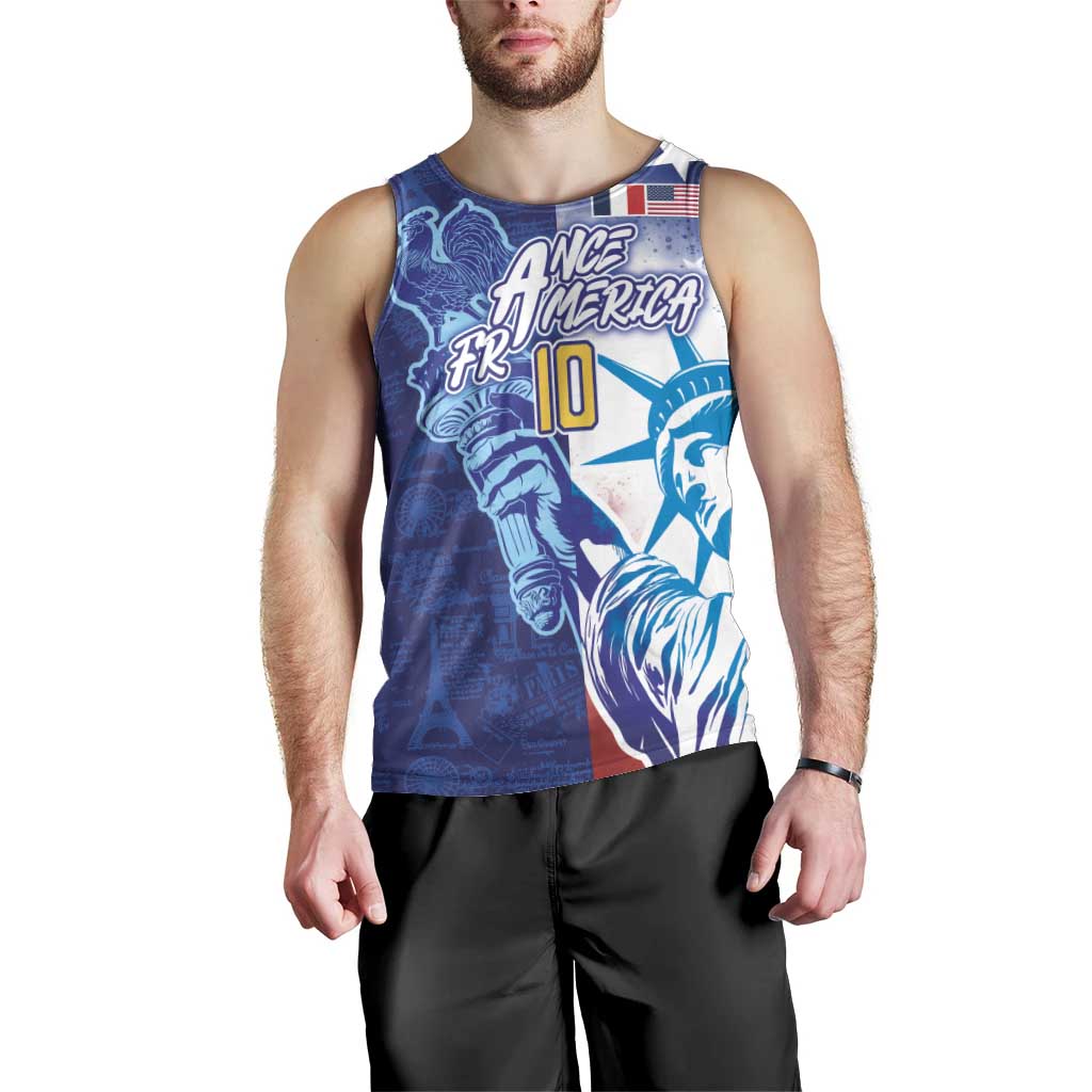 Custom France America Soccer Men Tank Top Dual Heritage Liberty Rooster