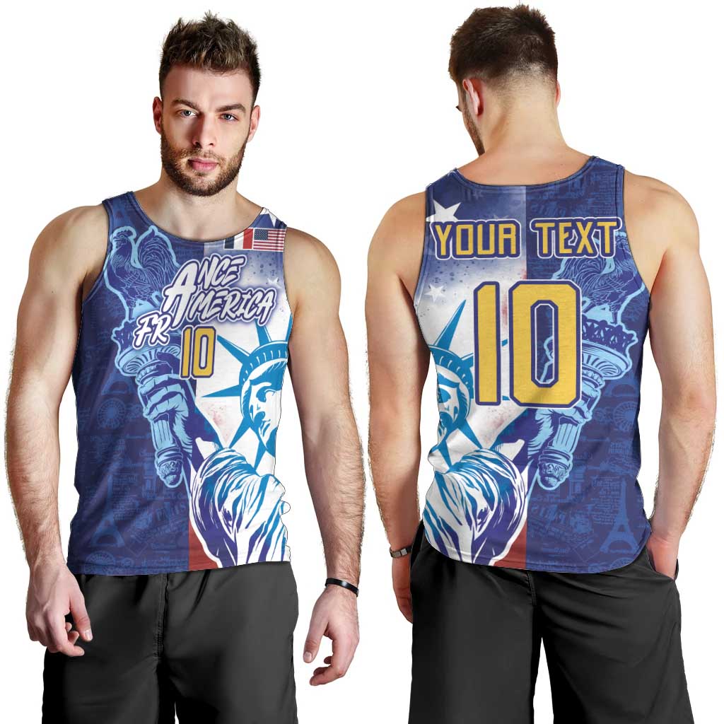 Custom France America Soccer Men Tank Top Dual Heritage Liberty Rooster