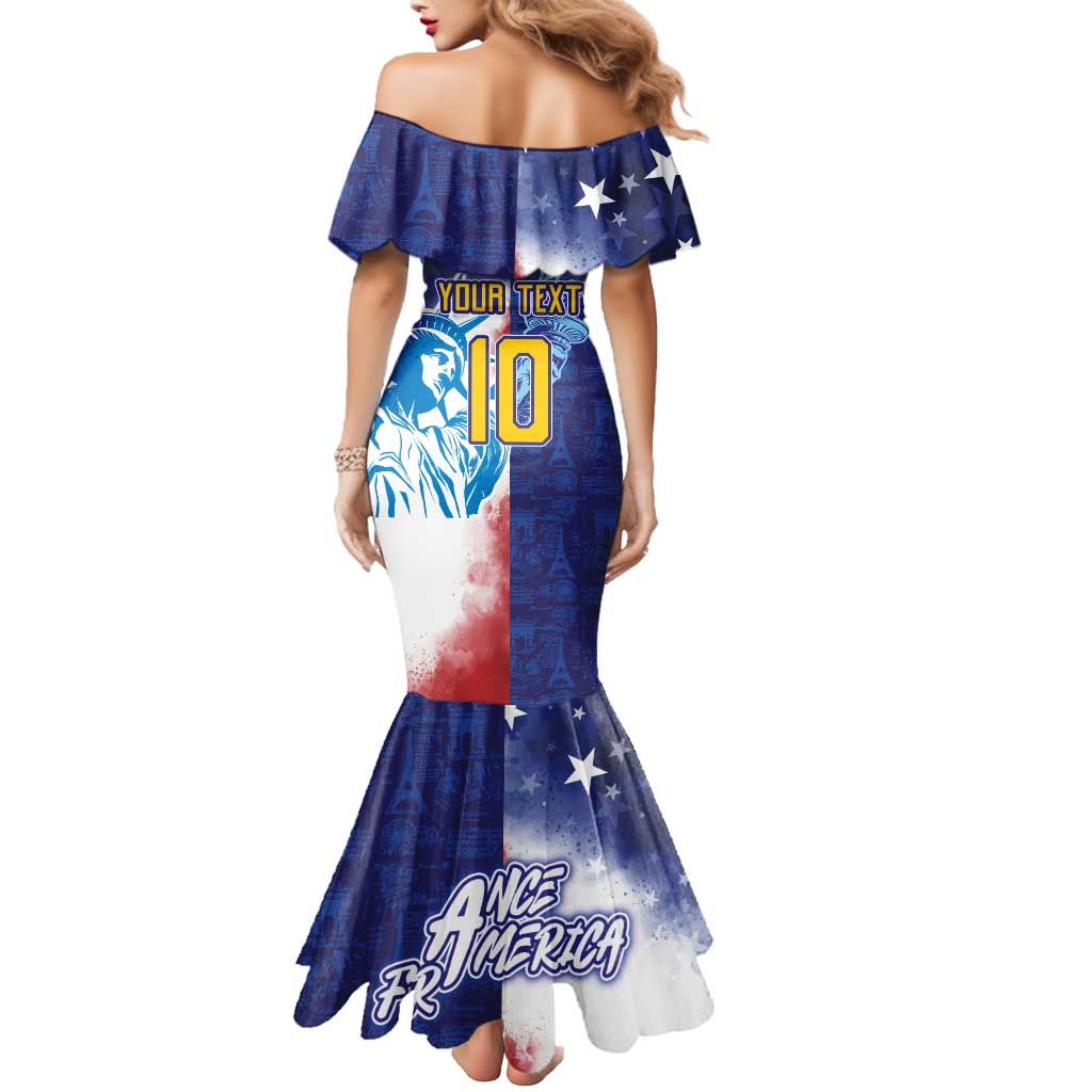 Custom France America Soccer Mermaid Dress Dual Heritage Liberty Rooster