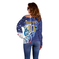 Custom France America Soccer Off Shoulder Sweater Dual Heritage Liberty Rooster