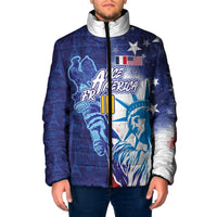 Custom France America Soccer Padded Jacket Dual Heritage Liberty Rooster