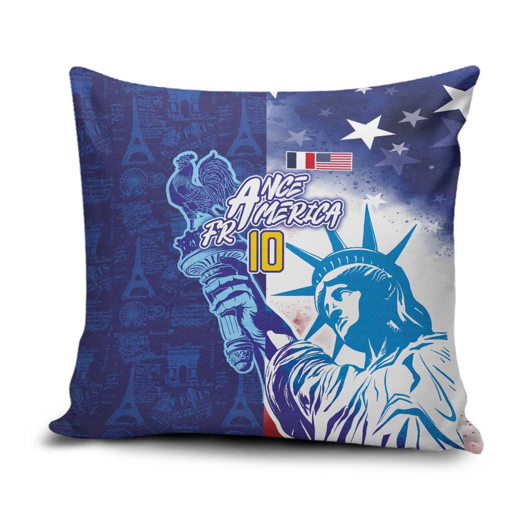 Custom France America Soccer Pillow Cover Dual Heritage Liberty Rooster