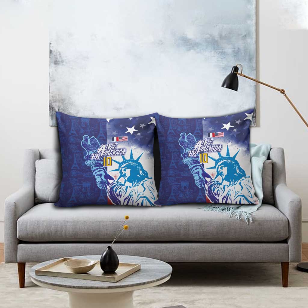 Custom France America Soccer Pillow Cover Dual Heritage Liberty Rooster