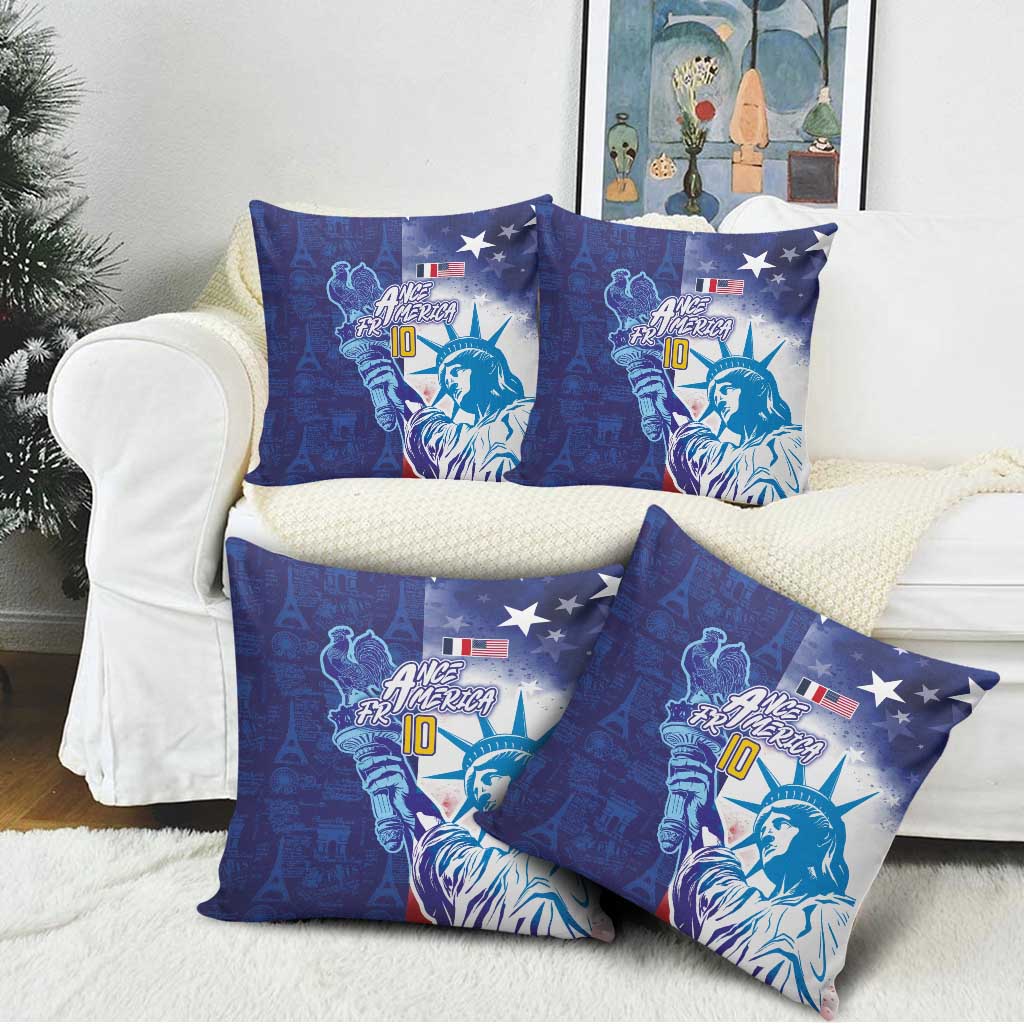 Custom France America Soccer Pillow Cover Dual Heritage Liberty Rooster