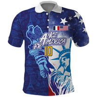 Custom France America Soccer Polo Shirt Dual Heritage Liberty Rooster