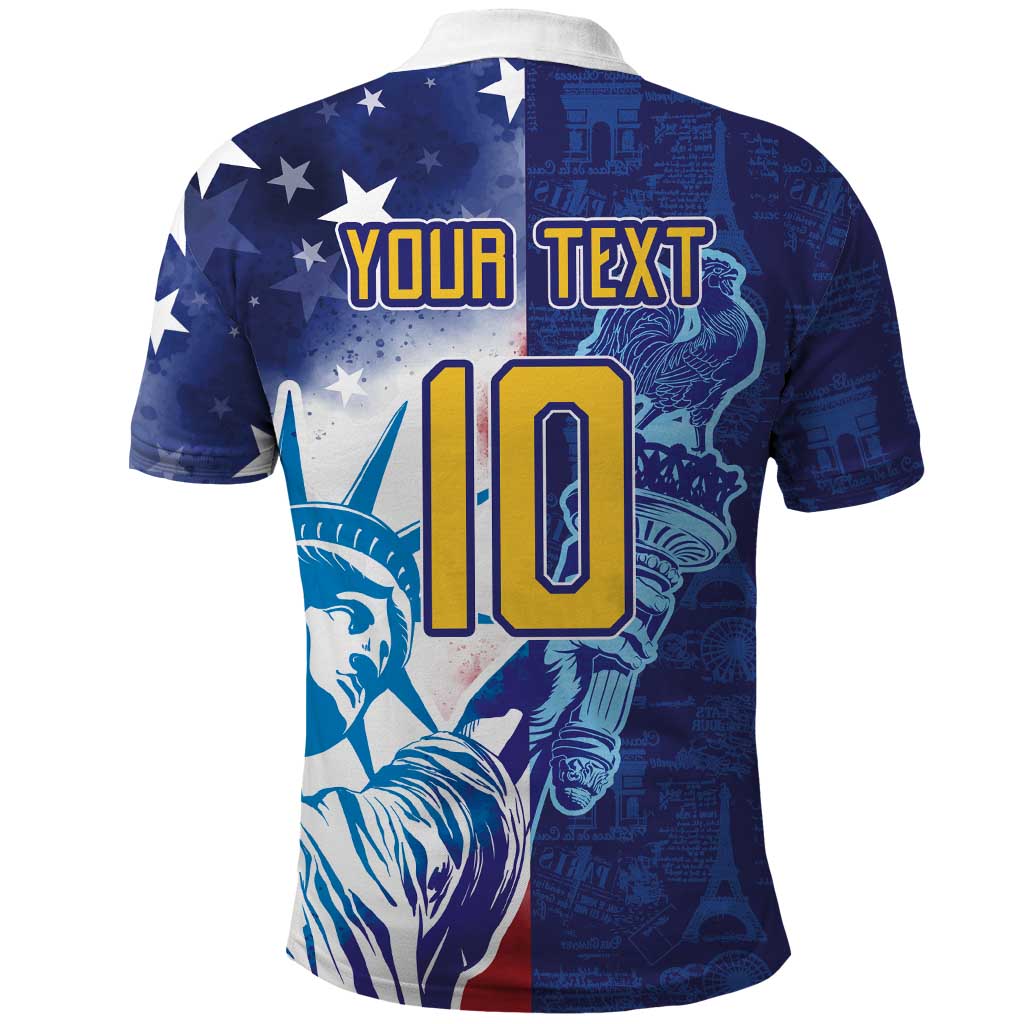 Custom France America Soccer Polo Shirt Dual Heritage Liberty Rooster