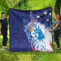 Custom France America Soccer Quilt Dual Heritage Liberty Rooster