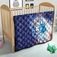 Custom France America Soccer Quilt Dual Heritage Liberty Rooster