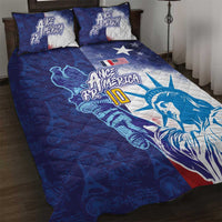 Custom France America Soccer Quilt Bed Set Dual Heritage Liberty Rooster