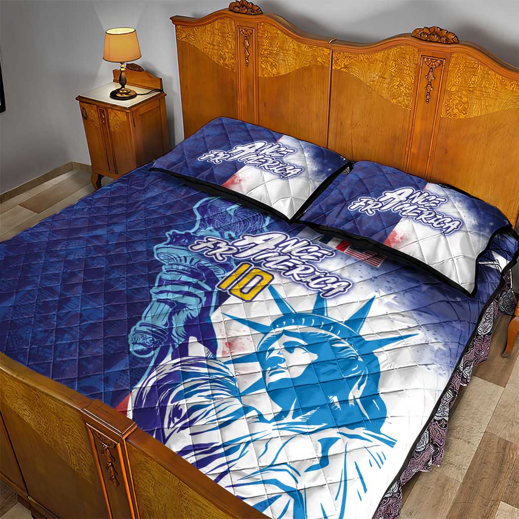 Custom France America Soccer Quilt Bed Set Dual Heritage Liberty Rooster