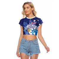 Custom France America Soccer Raglan Cropped T Shirt Dual Heritage Liberty Rooster