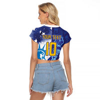 Custom France America Soccer Raglan Cropped T Shirt Dual Heritage Liberty Rooster