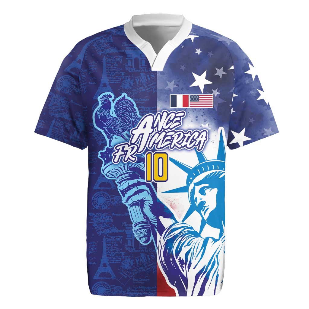 Custom France America Soccer Rugby Jersey Dual Heritage Liberty Rooster