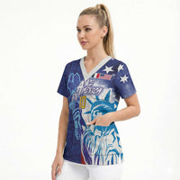 Custom France America Soccer Scrub Top Dual Heritage Liberty Rooster