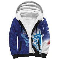 Custom France America Soccer Sherpa Hoodie Dual Heritage Liberty Rooster