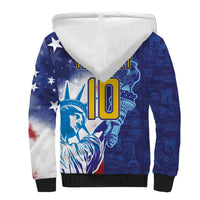 Custom France America Soccer Sherpa Hoodie Dual Heritage Liberty Rooster