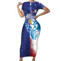 Custom France America Soccer Short Sleeve Bodycon Dress Dual Heritage Liberty Rooster