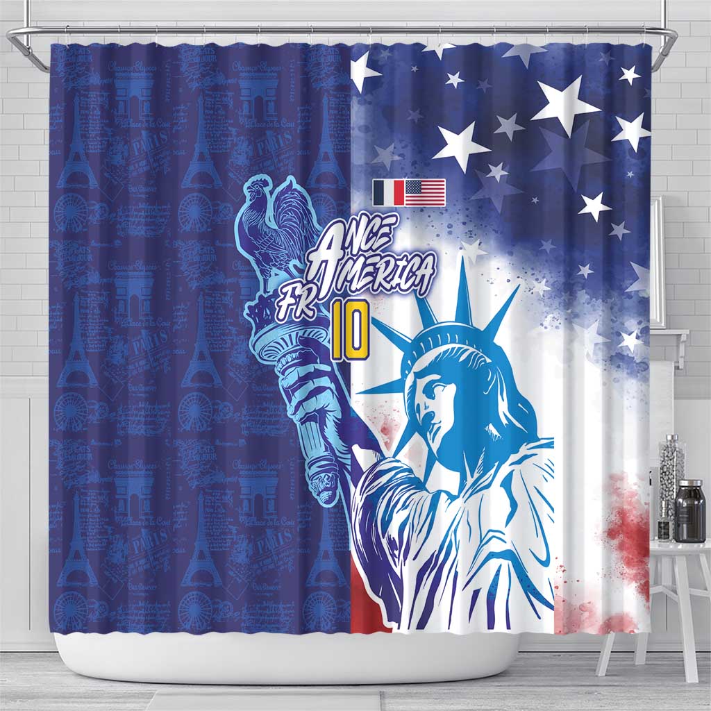 Custom France America Soccer Shower Curtain Dual Heritage Liberty Rooster