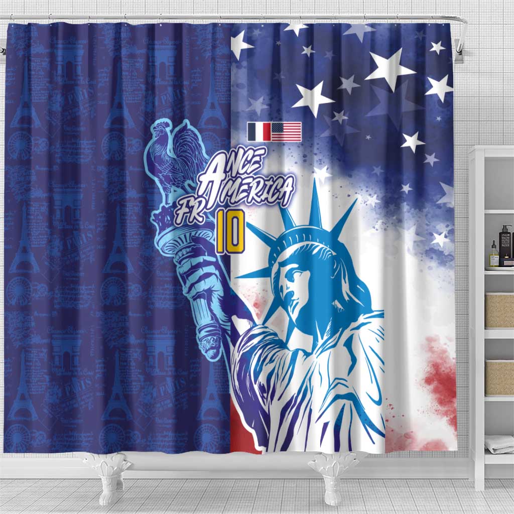 Custom France America Soccer Shower Curtain Dual Heritage Liberty Rooster