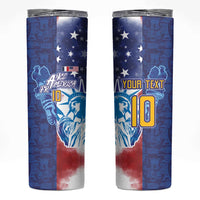 Custom France America Soccer Skinny Tumbler Dual Heritage Liberty Rooster