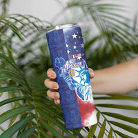 Custom France America Soccer Skinny Tumbler Dual Heritage Liberty Rooster