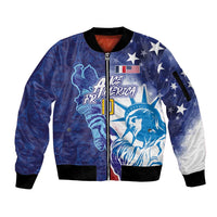 Custom France America Soccer Sleeve Zip Bomber Jacket Dual Heritage Liberty Rooster