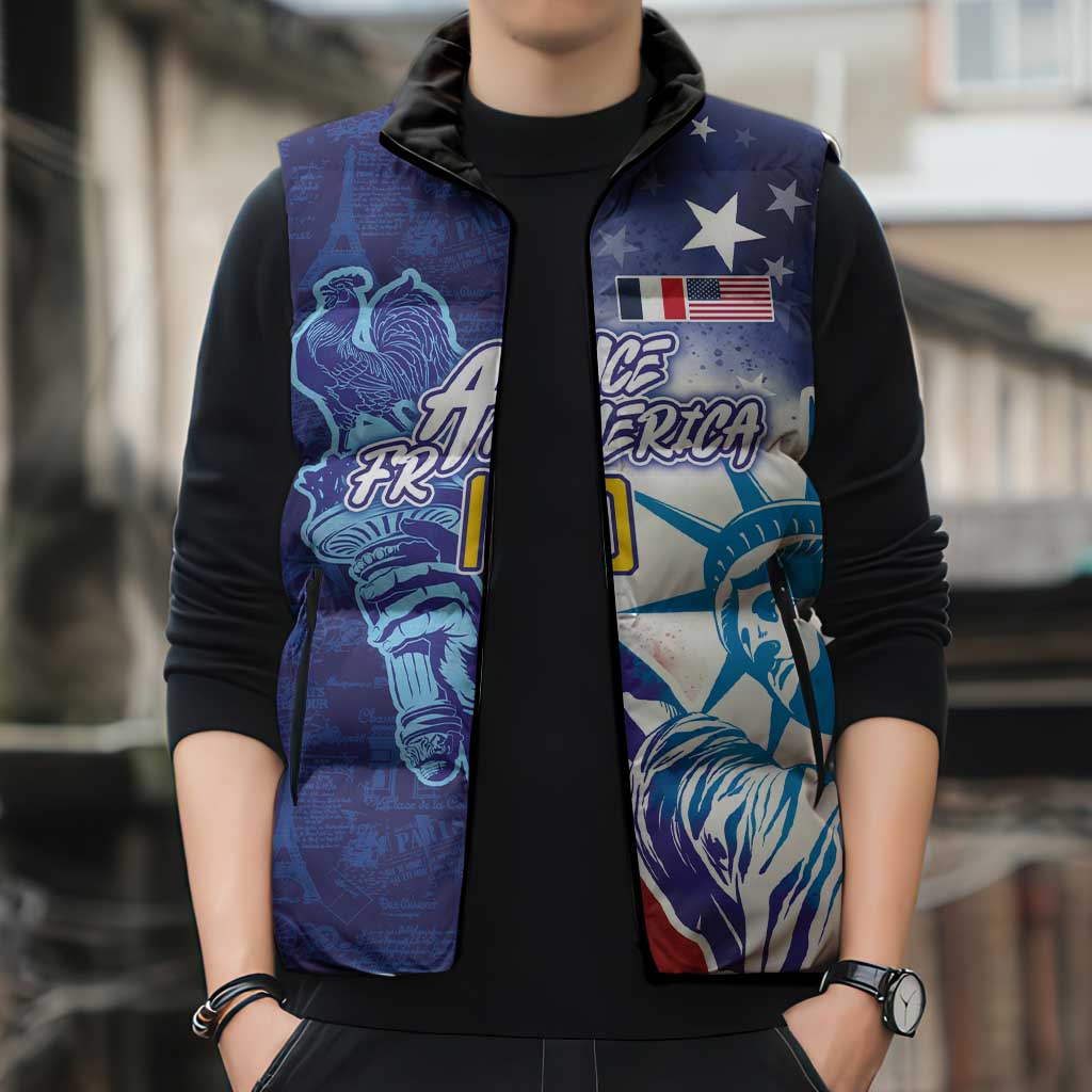 Custom France America Soccer Sleeveless Puffer Jacket Dual Heritage Liberty Rooster
