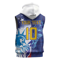Custom France America Soccer Sleeveless Zip Hoodie Dual Heritage Liberty Rooster