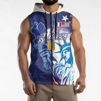 Custom France America Soccer Sleeveless Zip Hoodie Dual Heritage Liberty Rooster