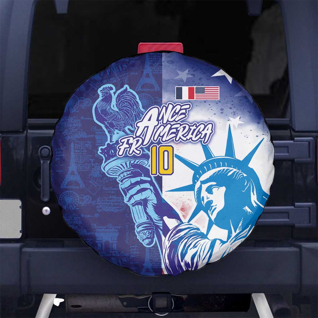 Custom France America Soccer Spare Tire Cover Dual Heritage Liberty Rooster