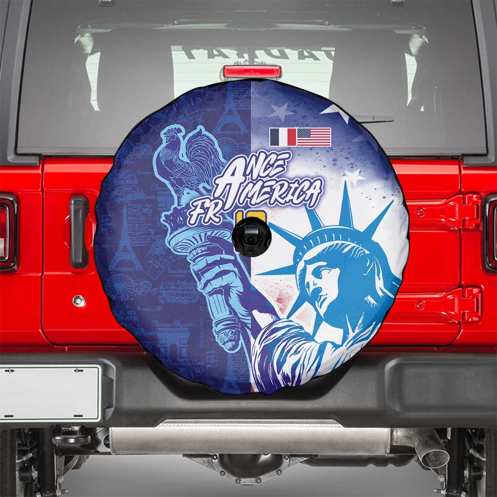 Custom France America Soccer Spare Tire Cover Dual Heritage Liberty Rooster
