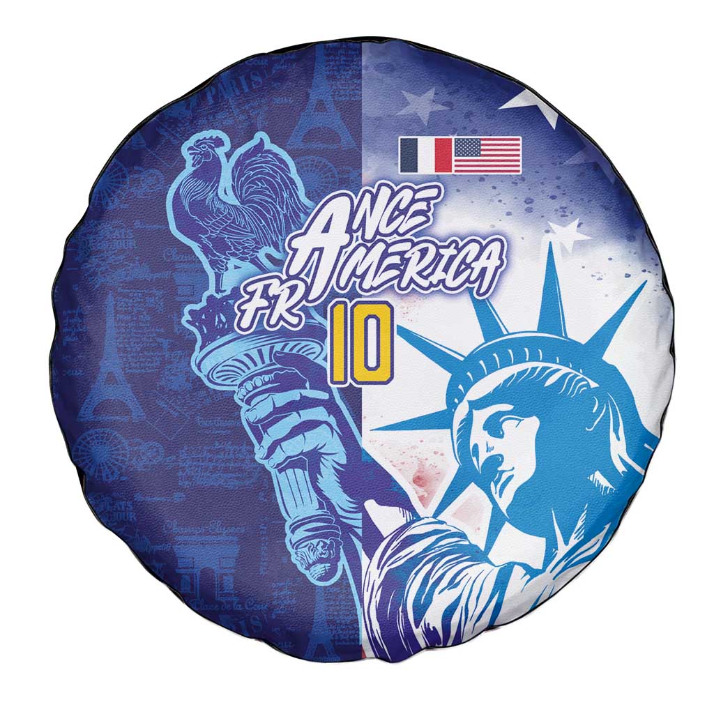 Custom France America Soccer Spare Tire Cover Dual Heritage Liberty Rooster