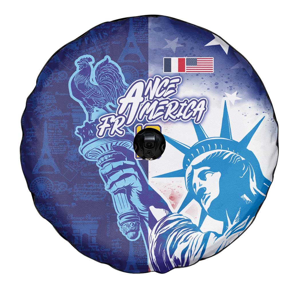 Custom France America Soccer Spare Tire Cover Dual Heritage Liberty Rooster